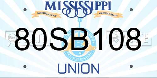 80SB108 Mississippi License Plate