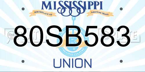 80SB583 Mississippi License Plate