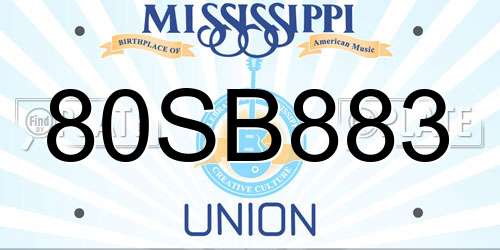 80SB883 Mississippi License Plate