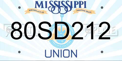 80SD212 Mississippi License Plate