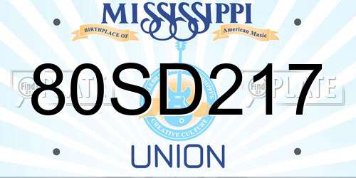 80SD217 Mississippi License Plate