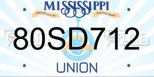 80SD712 Mississippi License Plate
