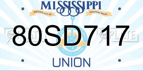 80SD717 Mississippi License Plate