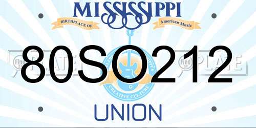 80SO212 Mississippi License Plate