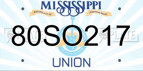80SO217 Mississippi License Plate
