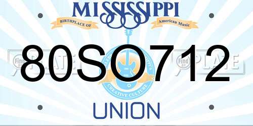 80SO712 Mississippi License Plate
