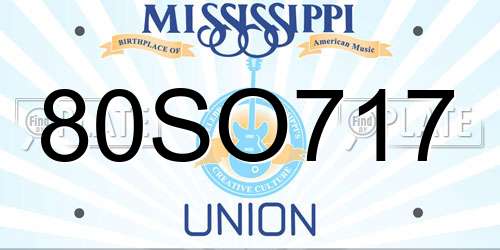 80SO717 Mississippi License Plate
