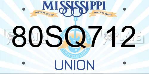 80SQ712 Mississippi License Plate