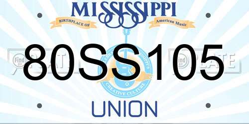 80SS105 Mississippi License Plate