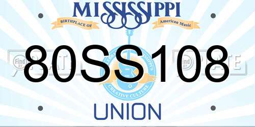 80SS108 Mississippi License Plate