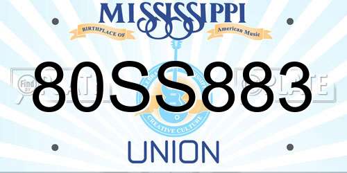 80SS883 Mississippi License Plate