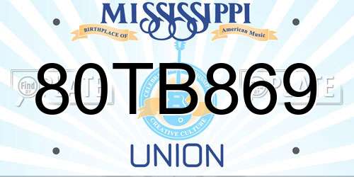 80TB869 Mississippi License Plate