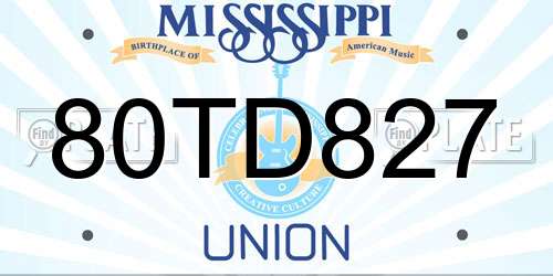 80TD827 Mississippi License Plate
