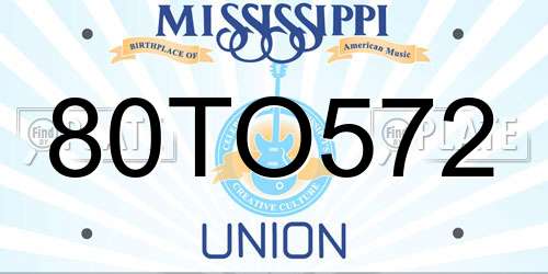80TO572 Mississippi License Plate