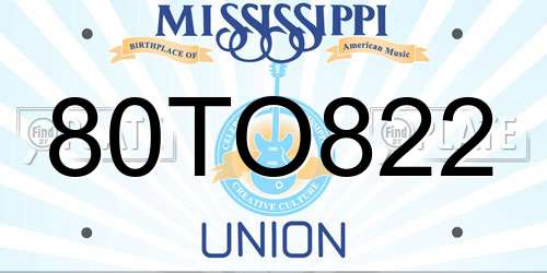 80TO822 Mississippi License Plate