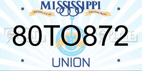 80TO872 Mississippi License Plate