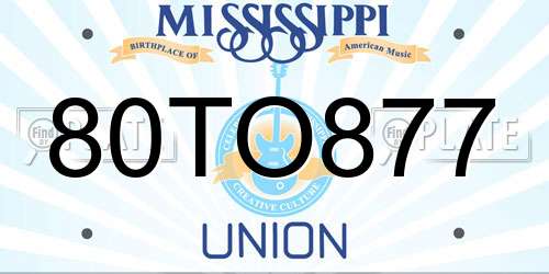 80TO877 Mississippi License Plate