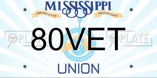 80VET Mississippi License Plate