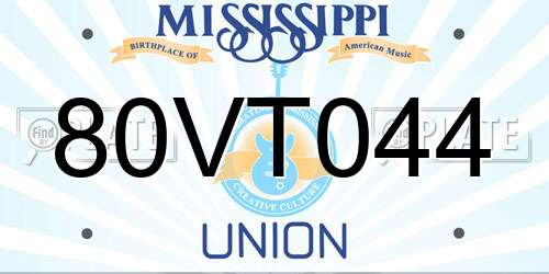 80VT044 Mississippi License Plate