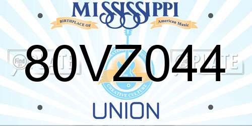 80VZ044 Mississippi License Plate