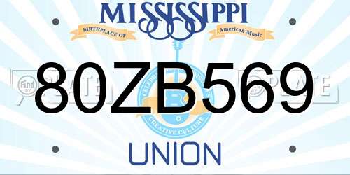 80ZB569 Mississippi License Plate