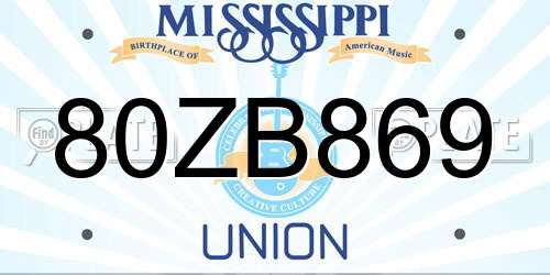 80ZB869 Mississippi License Plate