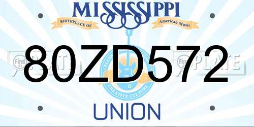 80ZD572 Mississippi License Plate