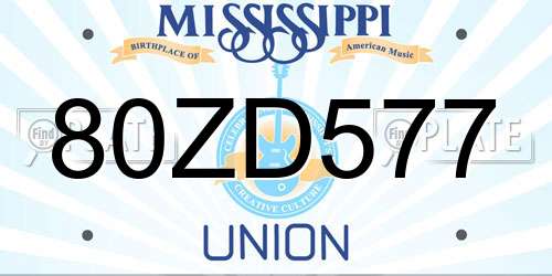 80ZD577 Mississippi License Plate