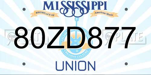 80ZD877 Mississippi License Plate