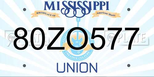 80ZO577 Mississippi License Plate