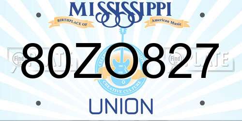80ZO827 Mississippi License Plate