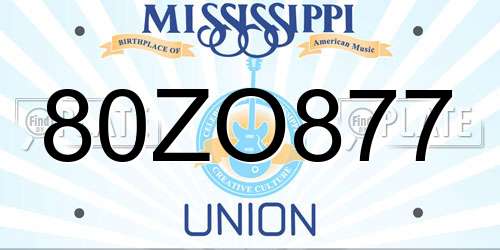 80ZO877 Mississippi License Plate