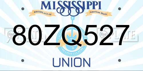 80ZQ527 Mississippi License Plate