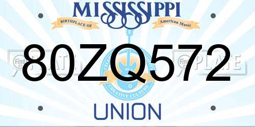 80ZQ572 Mississippi License Plate