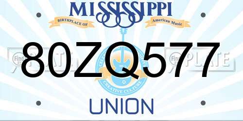 80ZQ577 Mississippi License Plate