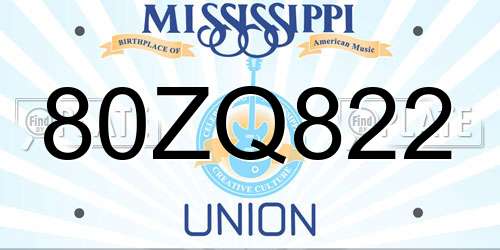 80ZQ822 Mississippi License Plate