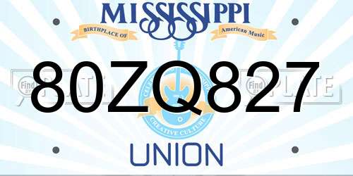 80ZQ827 Mississippi License Plate
