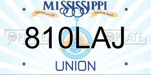 810LAJ Mississippi License Plate