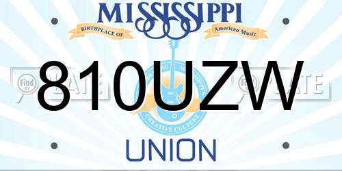 810UZW Mississippi License Plate