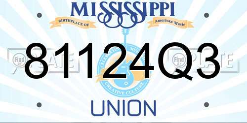 81124Q3 Mississippi License Plate