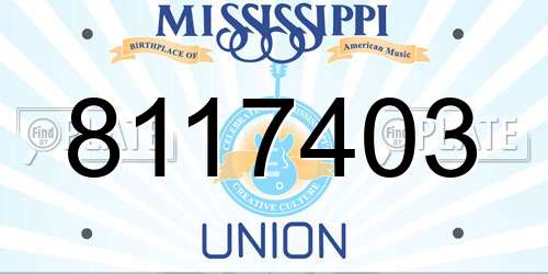 8117403 Mississippi License Plate