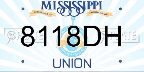 8118DH Mississippi License Plate
