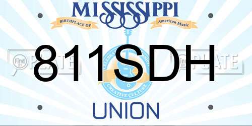 811SDH Mississippi License Plate