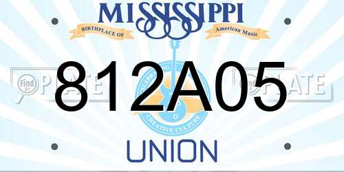 812A05 Mississippi License Plate
