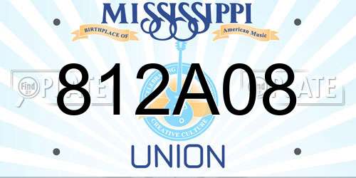 812A08 Mississippi License Plate