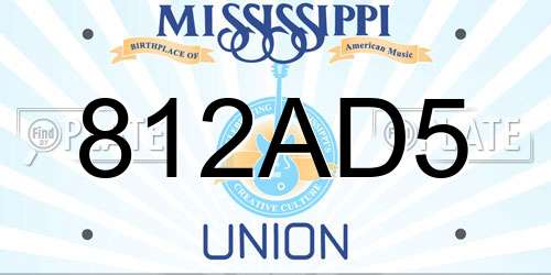 812AD5 Mississippi License Plate