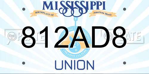 812AD8 Mississippi License Plate