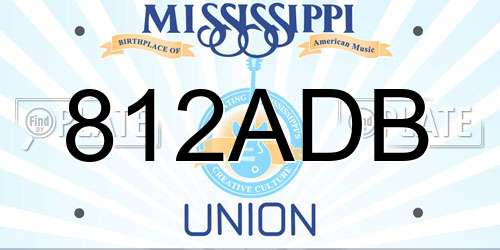 812ADB Mississippi License Plate