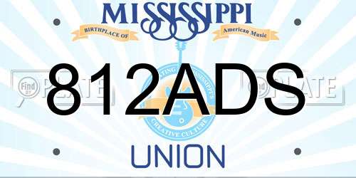 812ADS Mississippi License Plate