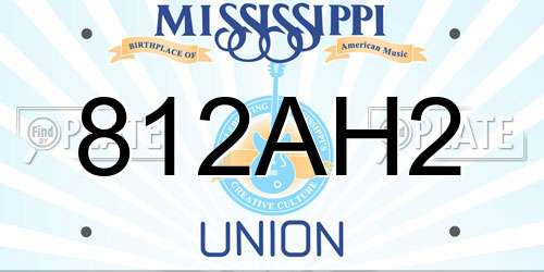 812AH2 Mississippi License Plate